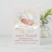 花のリースの誕生Anncouncement 案内状 (スタンド正面)