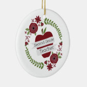 花のリースの赤いApple第2の等級の先生 セラミックオーナメント (右)