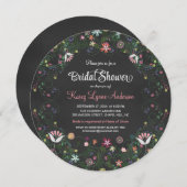 花のリースの黒板のブライダルシャワー招待状 招待状 (正面/裏面)