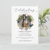 花のリース写真お祝いオブライフ 招待状 (スタンド正面)