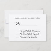 花のリース及び旗の黒板刺激を受けたなRSVP 出欠カード (裏面)