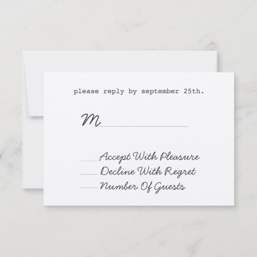 花のリース及び旗の黒板刺激を受けたなRSVP 出欠カード (裏面)