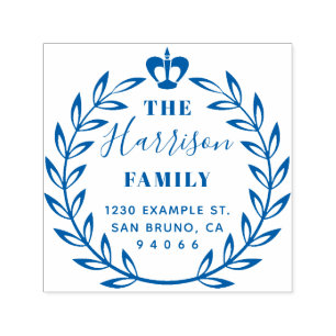 花のリース及び王冠の姓の差出人住所 セルフインキングスタンプ