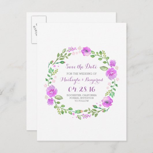 花のリース水の色は日付はがきを保存 案内ポストカード (正面/裏面)