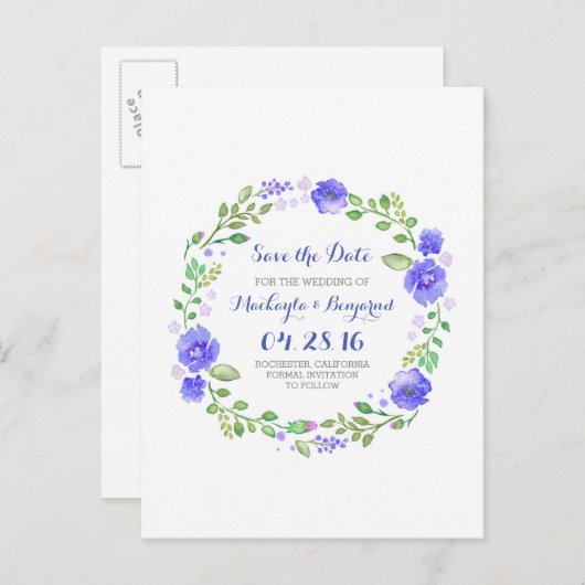 花のリース水の色は日付はがきを保存 案内ポストカード (正面/裏面)