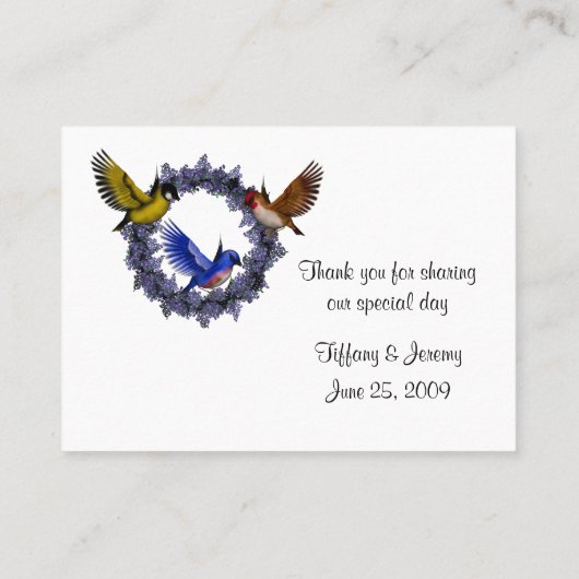 花のリース結婚のテーブル プレイスカード (裏面)