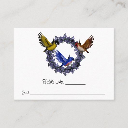 花のリース結婚のテーブル プレイスカード (正面)