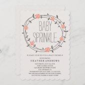 花のリース|のベビーは招待状を振りかけます 招待状 (正面/裏面)