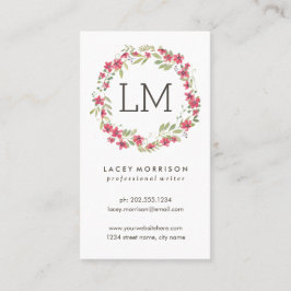 花のリース|のモダンなピンクの花柄 名刺