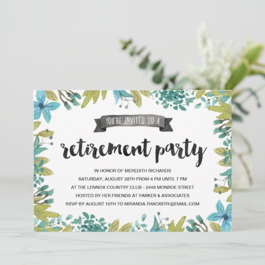 花のリース|の花の退職パーティー 招待状 (スタンド正面)