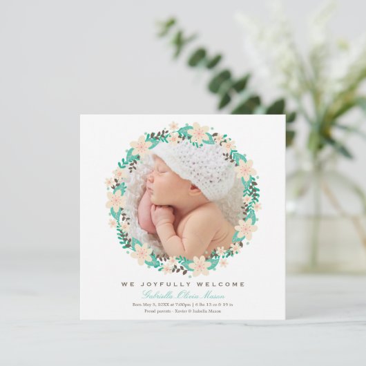 花のリース|の誕生の発表 案内状 (スタンド正面)