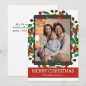 花のリース エレガントなファミリー クリスマス フォト (正面/裏面)