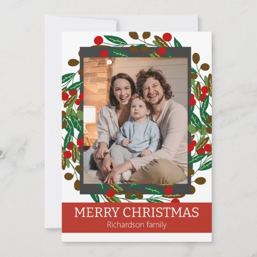 花のリース エレガント ファミリー クリスマス フォト (正面)