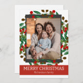 花のリース エレガント ファミリー クリスマス フォト (正面/裏面)