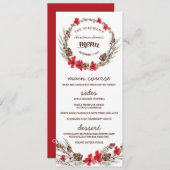 花のリース クリスマス ホリデー ディナー メニュー (正面/裏面)