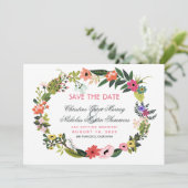 花のリース・セーブ・ザ・デートの招待状 招待状 (スタンド正面)