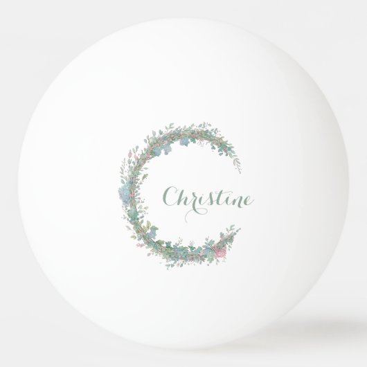 花のリース、女性名、三日月 卓球ボール (正面)