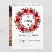 花のリース 招待状 (正面/裏面)