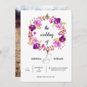 花のリース 招待状 (正面/裏面)