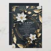 花のリース 結婚式 ウェルカムレター & アイテム一覧 招待状 (正面/裏面)