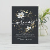 花のリース 結婚式 ウェルカムレター & 旅程 招待状 (スタンド正面)