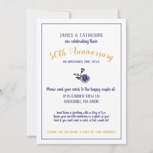 花のリース 50周年記念カードシャワーのお願い 招待状 (裏面)