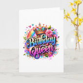 花のレインボー誕生日女王様 カード (黄色い花)