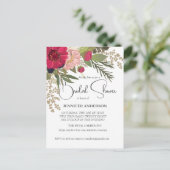 花のレッド グリーン ブライダル シャワー 招待状 (スタンド正面)