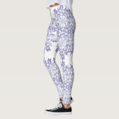 花のレトロのグランジな海軍パターン レギンス (左)