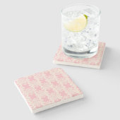 花のレトロのダマスク織 ストーンコースター (横)