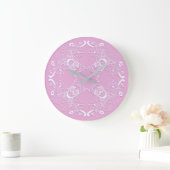 花のレトロのピンクのレースの設計 ラージ壁時計 (ホーム)