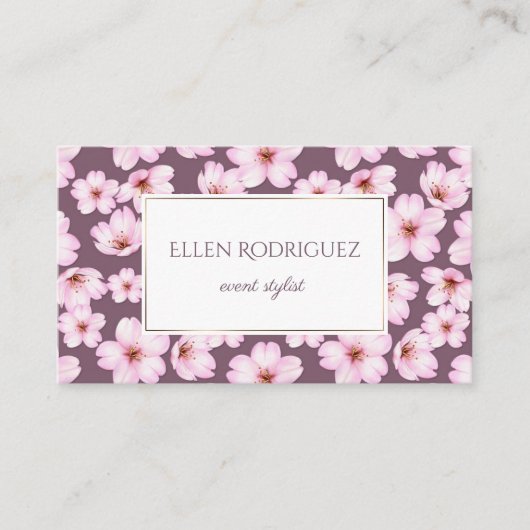 花のレトロのロマンチックなヴィンテージパターン 名刺 (正面)