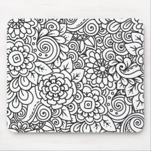 花のレトロの落書き マウスパッド