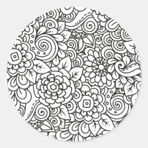 花のレトロの落書き ラウンドシール