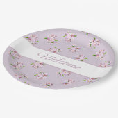 花のレトロパターン ペーパープレート (アングル)