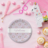 花のレトロパターン ペーパープレート (パーティー)