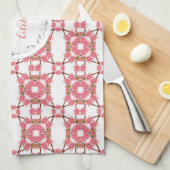 花のレトロpattern.text. キッチンタオル (四つ折り)