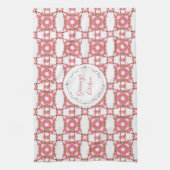 花のレトロpattern.text. キッチンタオル (縦)