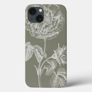 花のレリーフ、浮き彫りI iPhone 13ケース