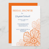 花のレースのブライダルシャワーの招待状|のオレンジ 招待状 (正面/裏面)