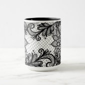 花のレースB&Wのコーヒーカップ マグカップ (中央)