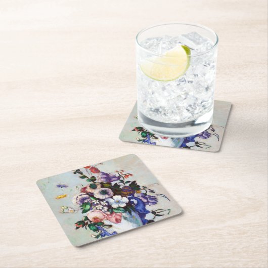 花のロココの花瓶,ポールセザンヌ スクエアペーパーコースター (インサイチュ)