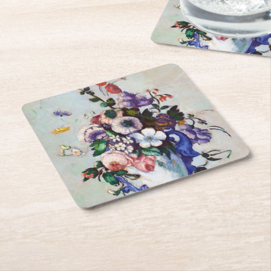 花のロココの花瓶，ポールセザンヌ スクエアペーパーコースター (アングル)