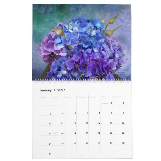 花のロマンスの2つの芸術のカレンダー2015年の言語 カレンダー (1月 2027)