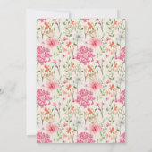 花のローズウォーターカラーブライダルシャワー 招待状 (裏面)