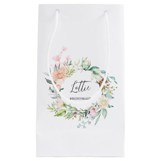 花のローズガーランド ブライズメイド バチェロレッテ スモールペーパーバッグ (正面)