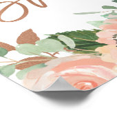 花のローズゴールドカリグラフィーブライダルシャワーウェルカム ポスター (角)