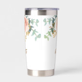 花のローズゴールドグリーン草花ゴールド名前 保温保冷タンブラー (左面)
