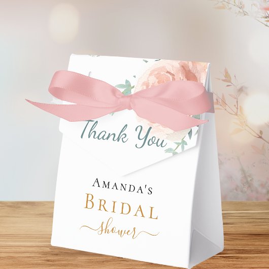 花のローズゴールドピンクのブライズシャワー感謝 フェイバーボックス