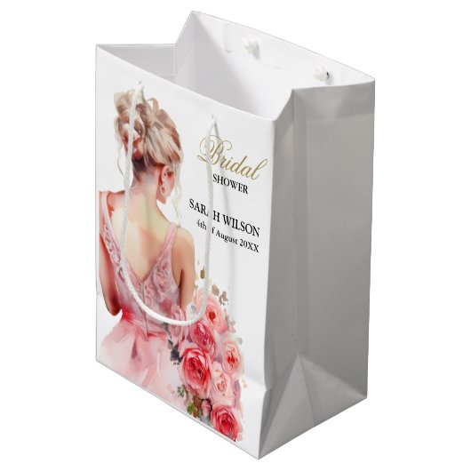 花のローズ ウォーターカラー ウェディングドレス コレクション ミディアムペーパーバッグ (正面アングル)